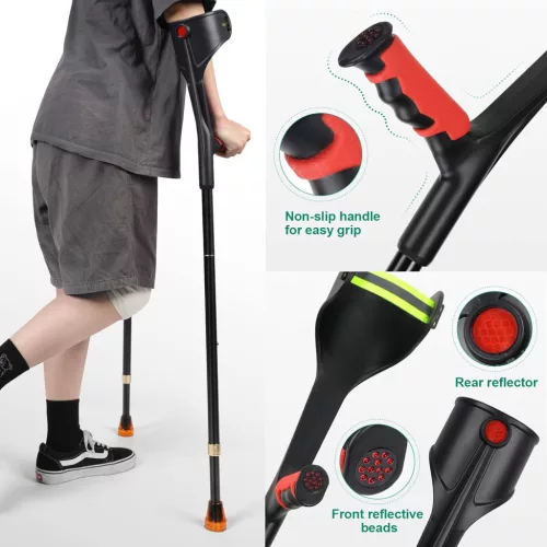 1 kus, nastaviteľná výška, ergonomický dizajn, sivá rukoväť - ELorgzem Sada skladacích barlí