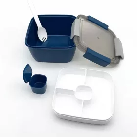   Krabička na jedlo Lunch Box s priehradkami – tmavomodrá-sivá