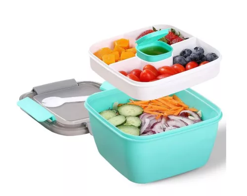 Krabička na jedlo Lunch Box s priehradkami – tmavomodrá-sivá