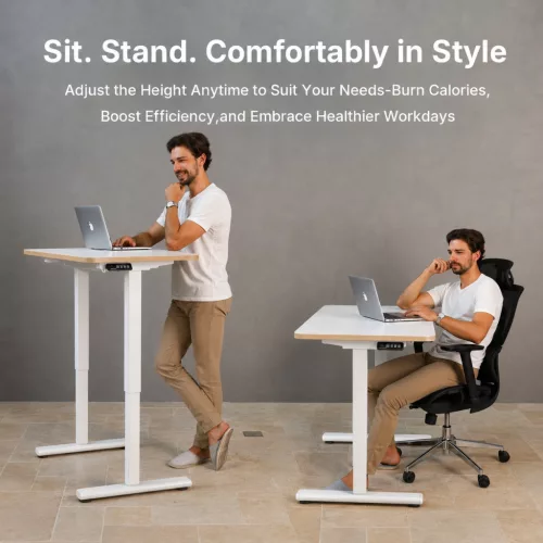 Elektrický stôl s nastaviteľnou výškou NearHub OD20E-W-120 – biely, 120 × 60 cm