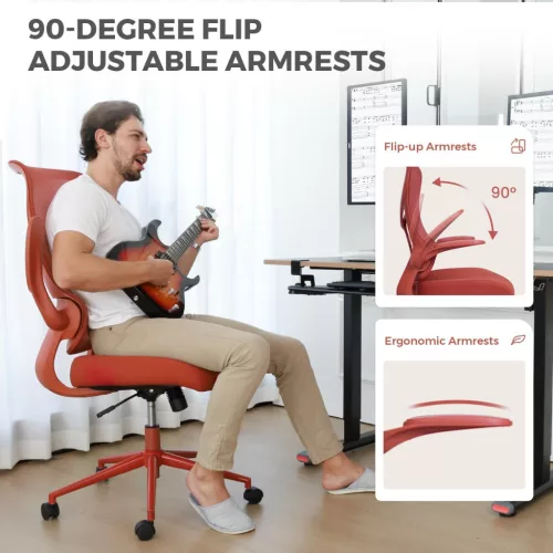 Ergonomická kancelárska stolička NearHub EC10 – štýlový komfort pre domácnosť aj kanceláriu – červená
