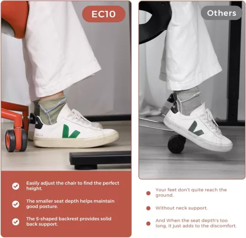Ergonomická kancelárska stolička NearHub EC10 – štýlový komfort pre domácnosť aj kanceláriu – červená