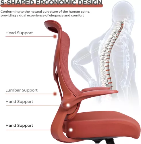 Ergonomická kancelárska stolička NearHub EC10 – štýlový komfort pre domácnosť aj kanceláriu – červená
