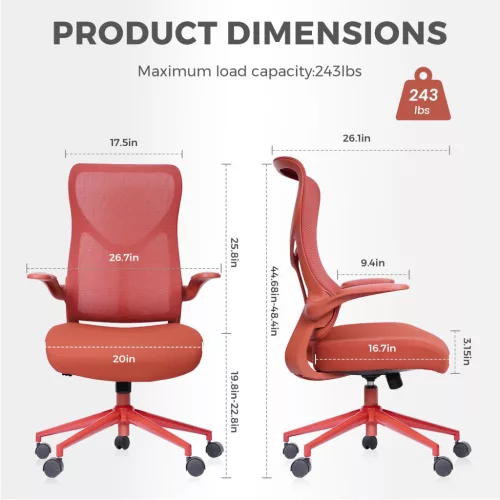 Ergonomická kancelárska stolička NearHub EC10 – štýlový komfort pre domácnosť aj kanceláriu – červená