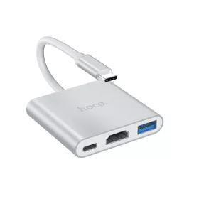   Adaptér Type-C 3 v 1 s konektormi USB 3.0, HDTV a PD 2.0 pre rýchle nabíjanie