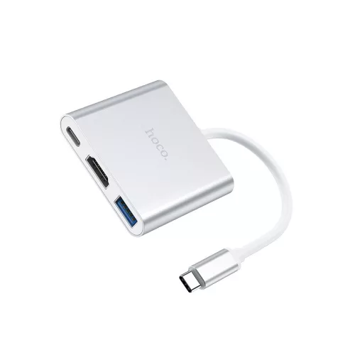 Adaptér Type-C 3 v 1 s konektormi USB 3.0, HDTV a PD 2.0 pre rýchle nabíjanie