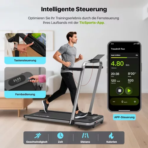 Mobvoi Home Treadmill SE – skladací bežecký pás 3 v 1 – 12 km/h, 2,5 LE, Bluetooth, aplikácia TicSports
