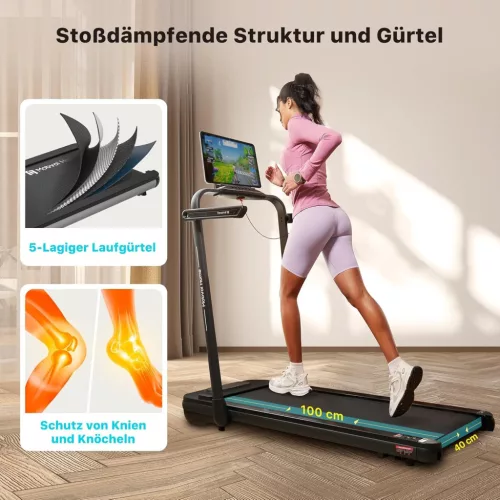 Mobvoi Home Treadmill SE – skladací bežecký pás 3 v 1 – 12 km/h, 2,5 LE, Bluetooth, aplikácia TicSports