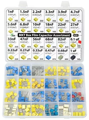 Sada fóliových kondenzátorov 3pdt MKT PET – 235 ks, 24 hodnôt, 63 V
