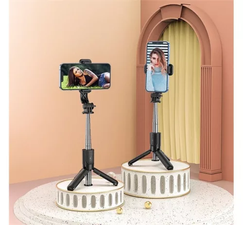 Hoco K17 Figure selfie tyč a statív s Bluetooth diaľkovým ovládaním – čierna, 600 mm