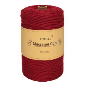   Forbell bordová makramé niť na kreatívne ručné práce, 2 mm × 300 m