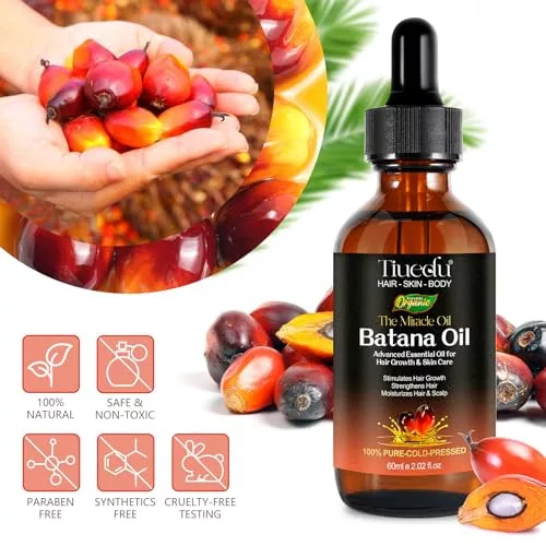 Tiuedu 100 % čistý, za studena lisovaný batánový olej na starostlivosť o vlasy a pokožku, 60 ml