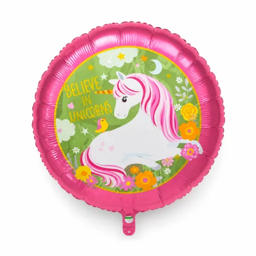 Sada fóliových balónikov s motívom jednorožca „Happy Ever Day“ naplnených héliom, 9 kusov