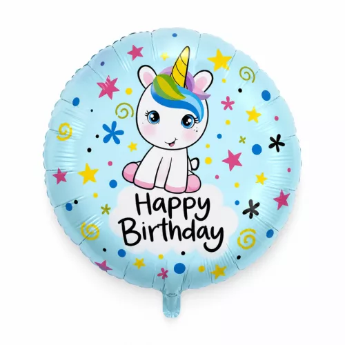 Sada fóliových balónikov s motívom jednorožca „Happy Ever Day“ naplnených héliom, 9 kusov
