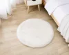 Plyšový koberec z bielej umelej kožušiny, Ø 85 cm, kruhový