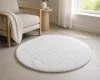 Plyšový koberec z bielej umelej kožušiny, Ø 85 cm, kruhový