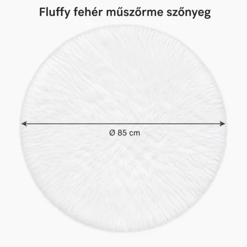 Plyšový koberec z bielej umelej kožušiny, Ø 85 cm, kruhový
