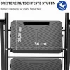 KINGRACK 3-stupňový skladací rebrík, čierny, s bezpečnostnou západkou