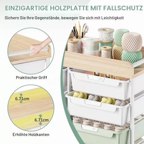 KINGRACK pojazdný úložný vozík s 10 zásuvkami, zelený