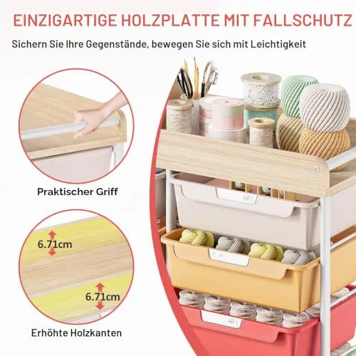 KINGRACK pojazdný úložný vozík s 10 zásuvkami, farebný