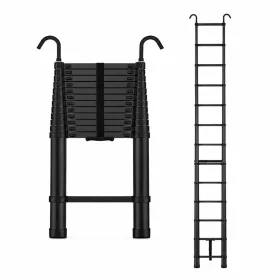  STANEW 3,8 m teleskopický hliníkový rebrík, skladací, nosnosť 150 kg – čierny