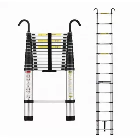   STANEW 2,6 m teleskopický hliníkový rebrík, skladací, nosnosť 150 kg – strieborný