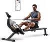 Skladací magnetický veslovací trenažér ONETWOFIT, 16 úrovní, Bluetooth, čierny