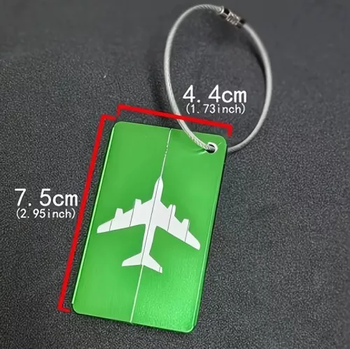 Simply Joy – 5 db-os Poggyászcímke Készlet (Többszínű, Repülőgép Mintás, Alumínium/Acél, 7,5 × 4,4 cm)