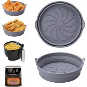   Silikónový košík do teplovzdušnej fritézy, 2 kusy – skladací, teplovzdorný, sivý - výhodná cena