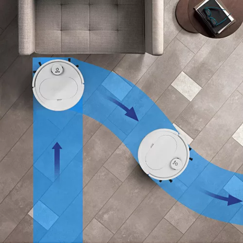 V bunke je text "ES350 robotický vysávač".