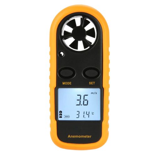 V bunke je text:Profesionálny merač rýchlosti vetra - Anemometer