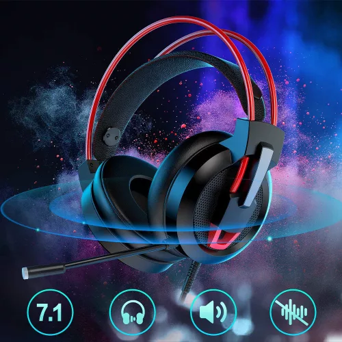 Červený herný headset HellCrack Z11