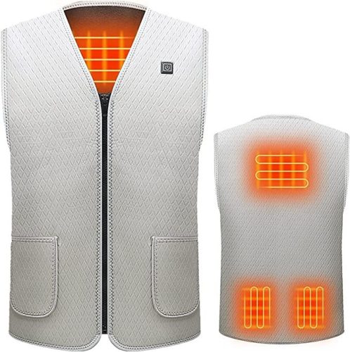 Amaz Lux biela/sivá unisex vyhrievaná vesta EU/XL