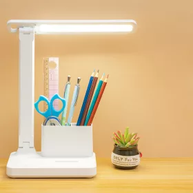   Prenosná LED čítacia lampa s perom a držiakom na telefón.