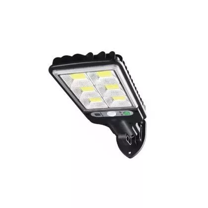 Vonkajšie, vodotesné 120-wattové solárne nástenné svietidlo s detektorom svetla a pohybu.