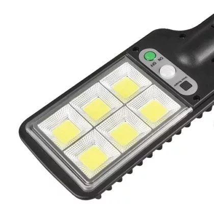 Vonkajšie, vodotesné 120-wattové solárne nástenné svietidlo s detektorom svetla a pohybu.