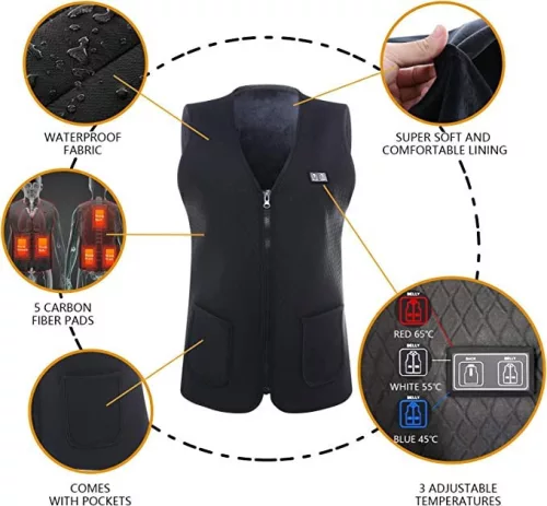 Amaz Lux čierna unisexová vyhrievaná vesta EU/4XL