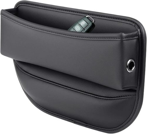 Autós ülésrés kitöltő és tárolódoboz – fekete színű PU bőr