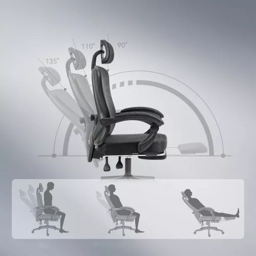 ‎Dowinx Ergonomikus irodai vezetői szék fejtámlával, deréktámasszal és kihúzható lábtartóval