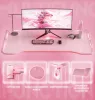 Dowinx RGB Gamer számítógépasztal, 160x60 cm, pink - Pohártartó, fejhallgató tartó, távirányító