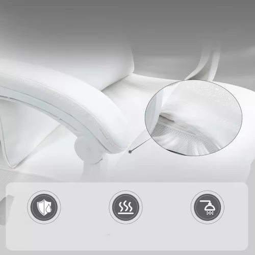 Dowinx Vezetői szék, fehér - Lábtartóval, állítható derék- és fejtámasszal