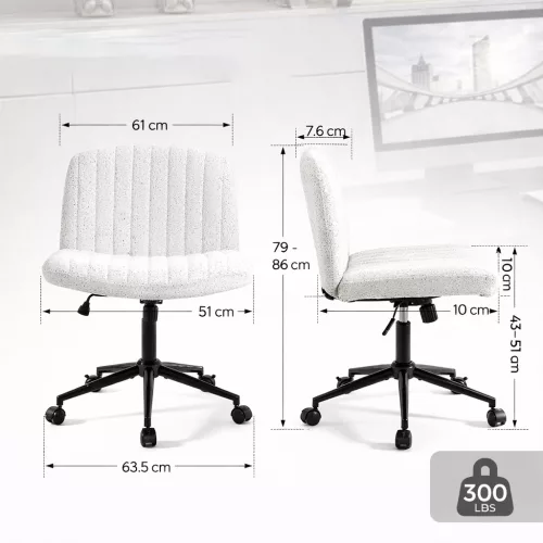 Dowinx széles ülőfelületű állítható forgószék, fehér