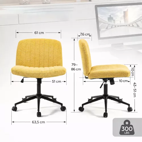 Dowinx széles ülőfelületű állítható forgószék, sárgás-barna