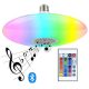 V bunke E27 RGB Bluetooth UFO lampa so zvukovym reproduktorom + dialkovym ovladacom – 20W