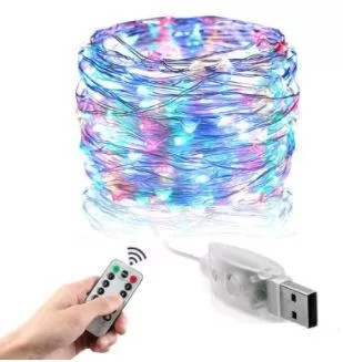 Vianočná girlanda s LED svetlami s diaľkovým ovládaním AlphaOne Usb, 10 metrov.