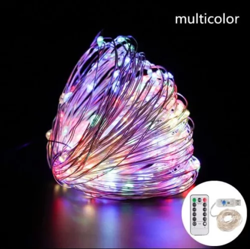 Vianočná girlanda s LED svetlami s diaľkovým ovládaním AlphaOne Usb, 10 metrov.