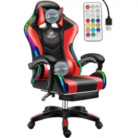Likeregal 920 Modré herné kreslo s opierkou na nohy a s RGB podsvietením