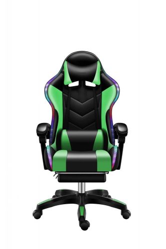 Stolička pre hráčov Likeregal 920 LED so stojanom na nohy, zelená