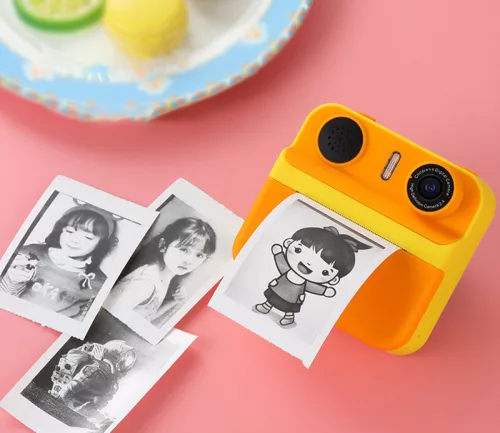Detský fotoaparát s tlačiarňou, nahrávanie videa, žltý