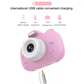   Detská kamera Lebei Bear A5, ružová + (pamäťová karta 16 GB)